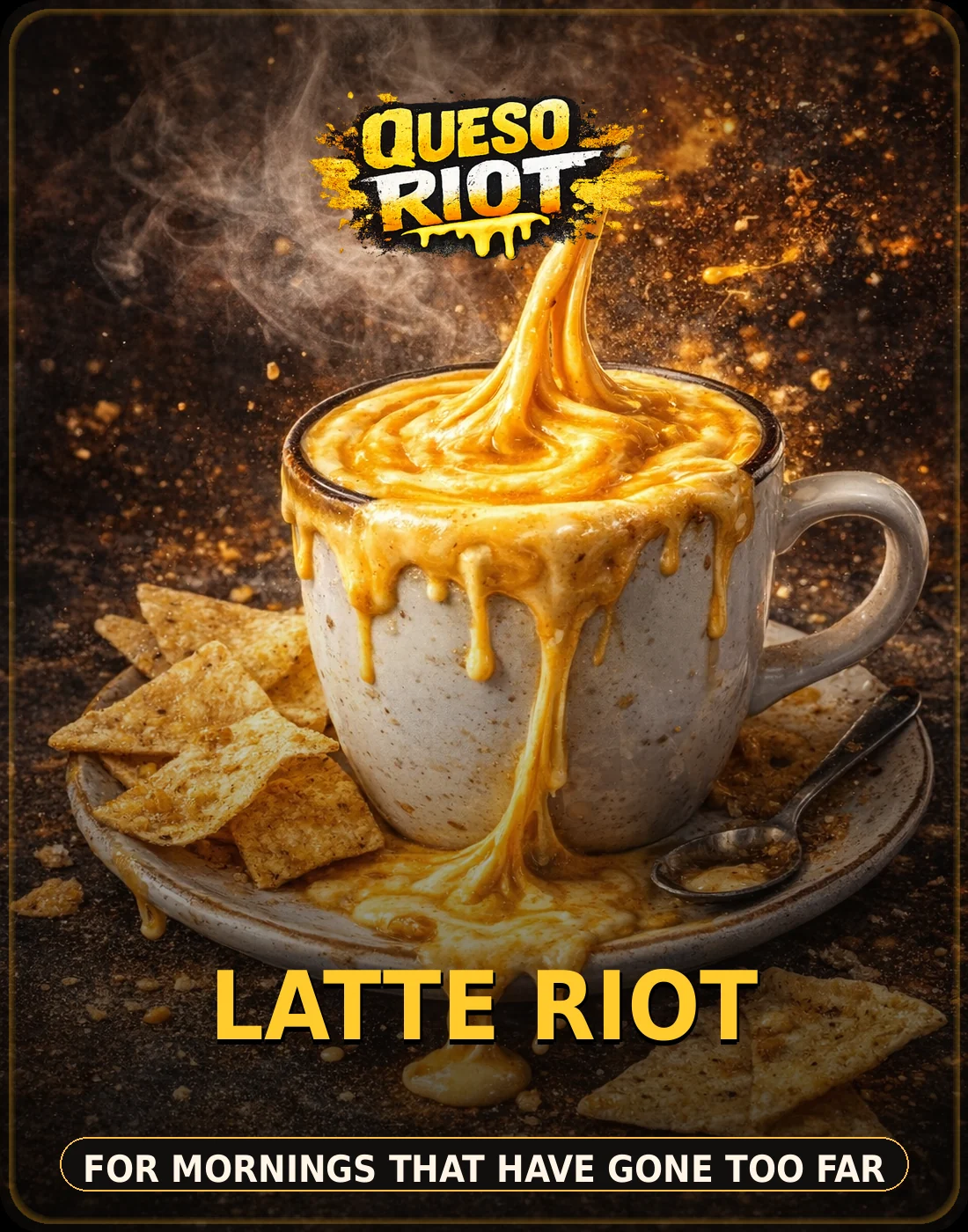 Funny queso latte concept