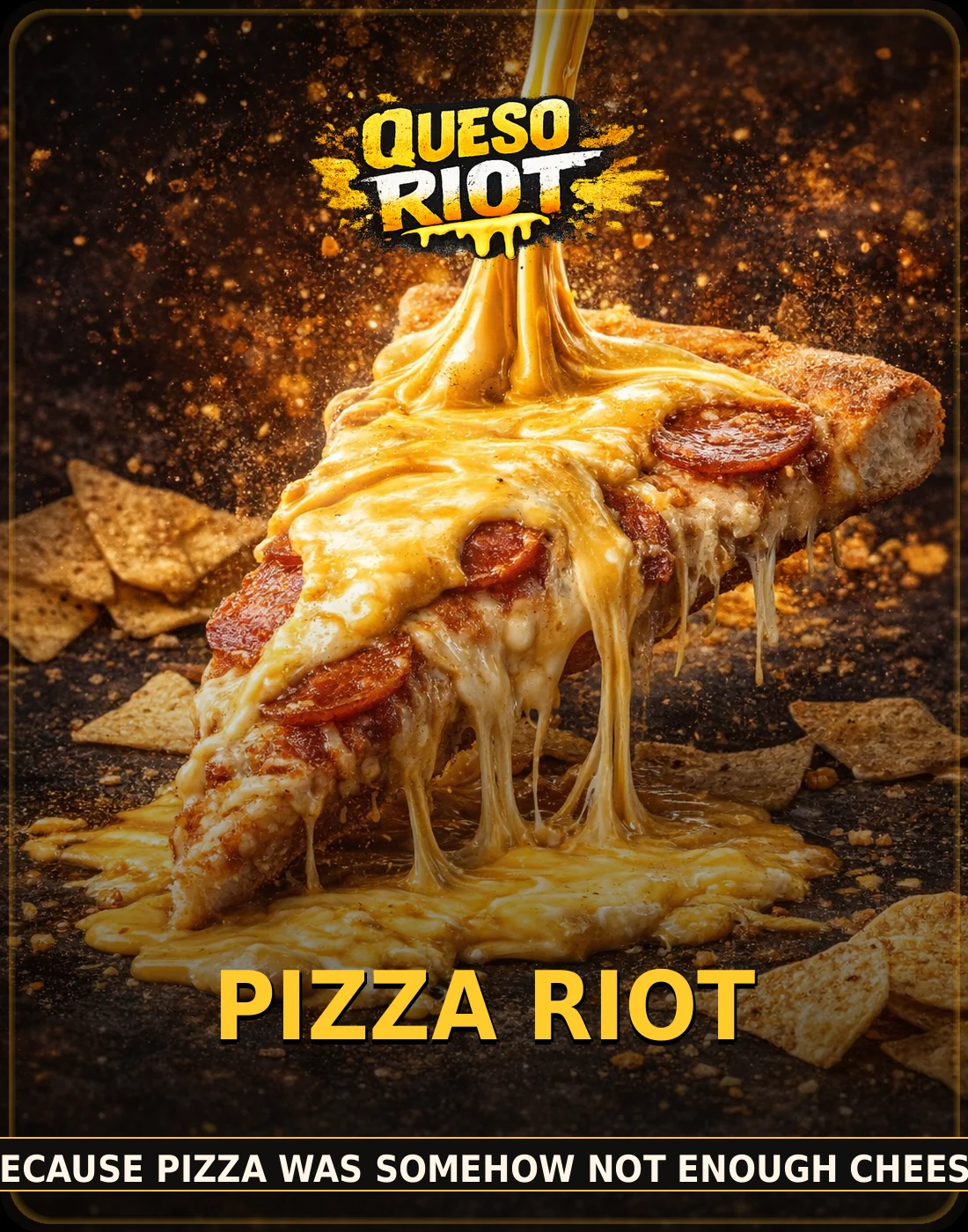 Pizza covered in queso